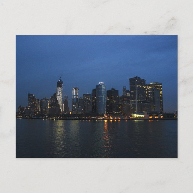 New York City Manhattan Night Skyline Postkarte (Vorderseite)