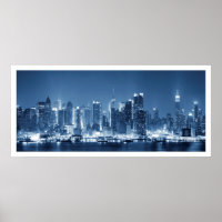 New York City Manhattan Night Skyline View