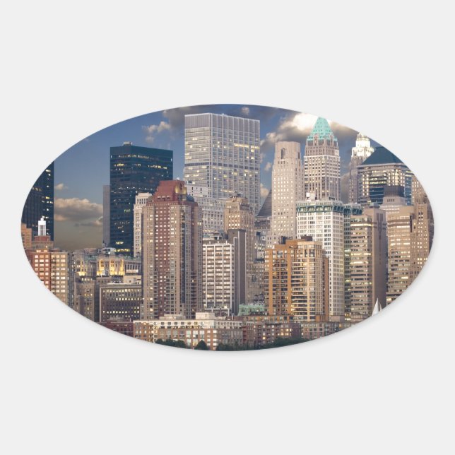 New York City Manhattan Ovaler Aufkleber (Vorderseite)
