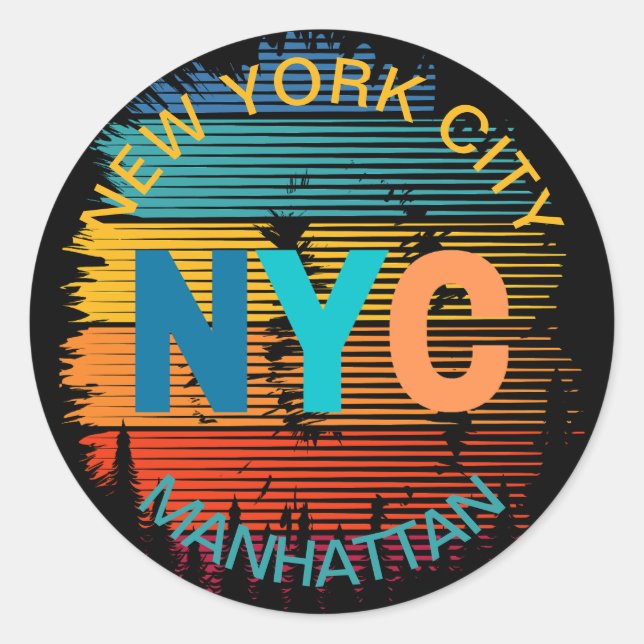 New York City Manhattan Runder Aufkleber (Vorderseite)