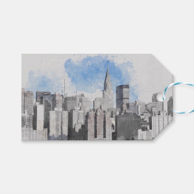 New York City Manhattan Skyline Geschenkanhänger (Vorderseite (Horizontal))