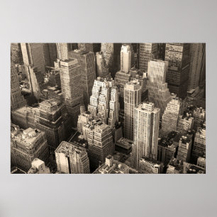 New York City Manhattan Skyline-Luftaufnahme schwa Poster