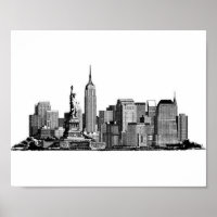 New York City Manhattan Skyline - schwarz-weiß