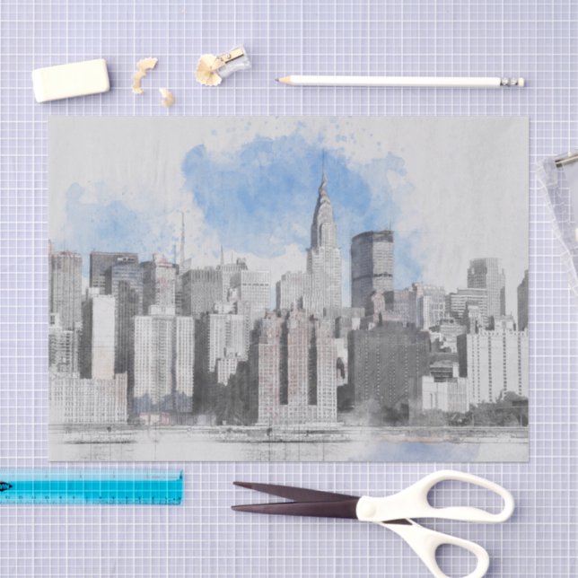 New York City Manhattan Skyline Tissue Paper Seidenpapier (Handwerk)
