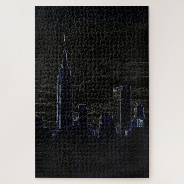 New York City Manhattan Skyscrappers Dark Night (Vertikal)