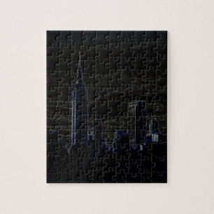 New York City Manhattan Skyscrappers Dark Night