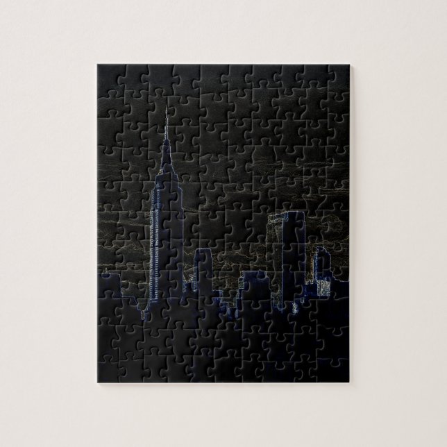 New York City Manhattan Skyscrappers Dark Night (Vertikal)