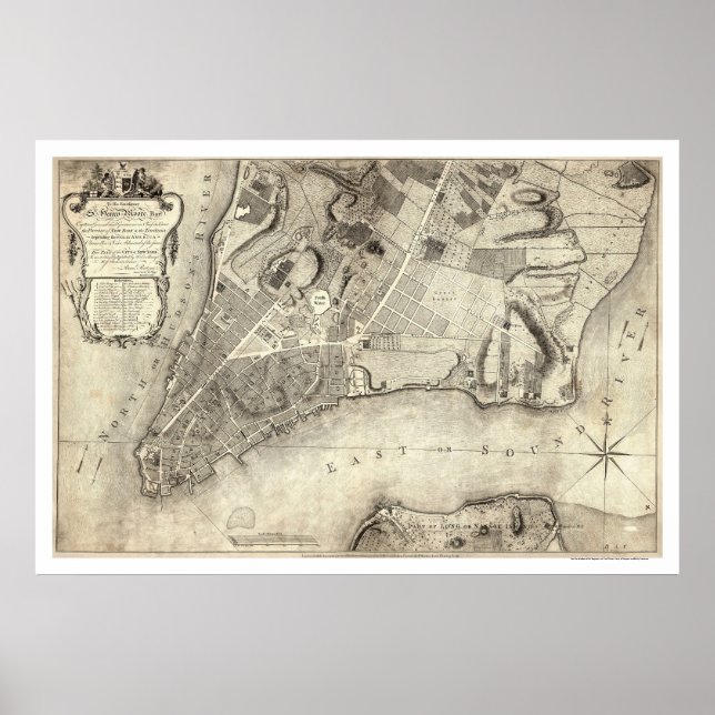 New York City Map 1776 Poster (Vorne)
