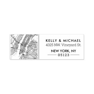 New York City Map   Benutzerdefinierte Adresse Permastempel