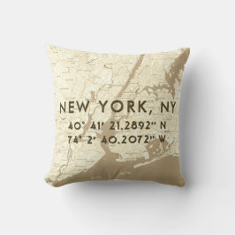 New York City Map Benutzerdefinierte Koordinaten | Kissen