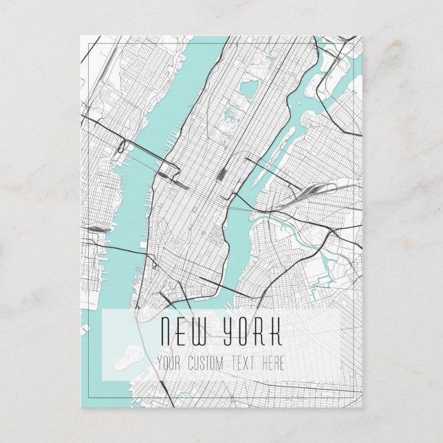 New York City Map, Black, White und Blue Postkarte (Vorderseite)