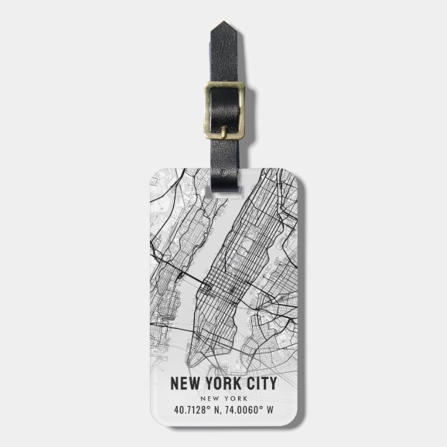 New York City Map | Gepäckmarke Gepäckanhänger (Vorderseite vertikal)