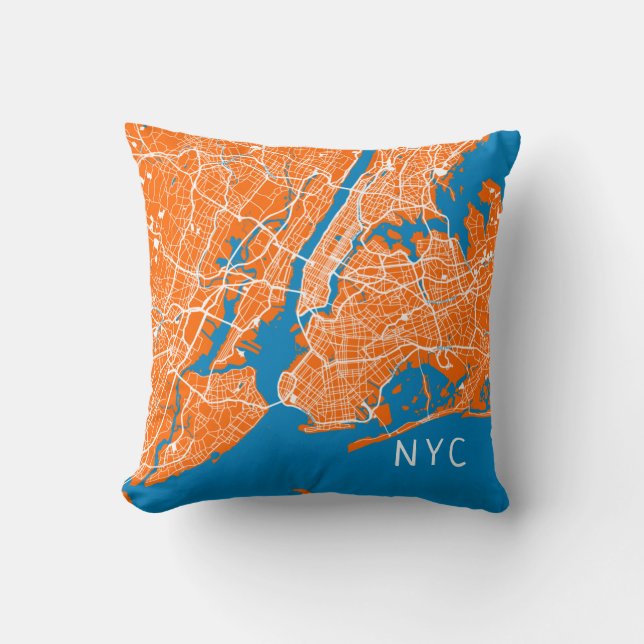 New York City Map | NYC | Orange & Blue Kissen (Vorderseite)