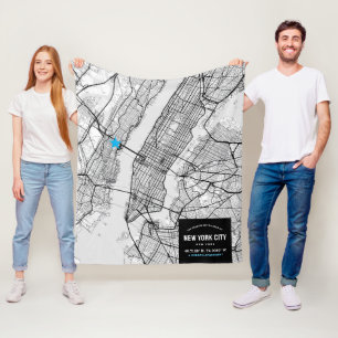 New York City Map + Ort markieren Fleecedecke