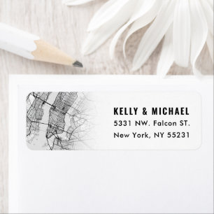 New York City Map Themed Rücksendekennzeichen