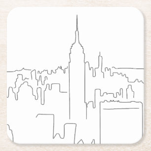 New York City Minimal Line Rechteckiger Pappuntersetzer