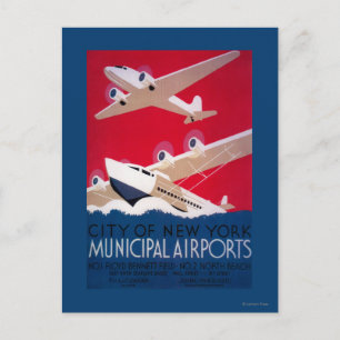 New York City Municipal Airport Vintage Poster Postkarte