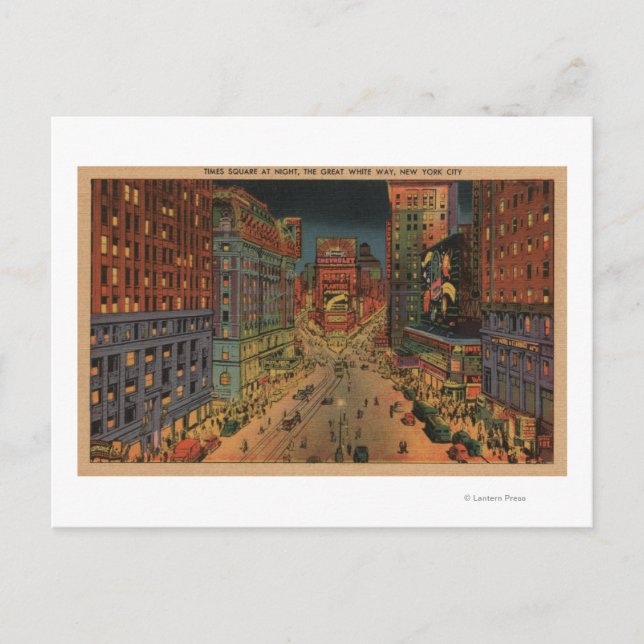 New York City, Nachtblick auf den Times Square Postkarte (Vorderseite)