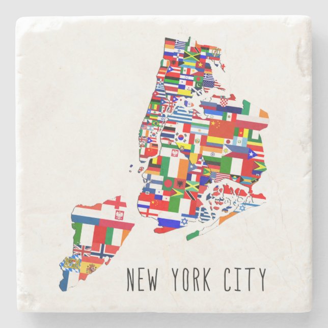 New York City Neighborhoods Flags Map Untersetzer (Vorderseite)