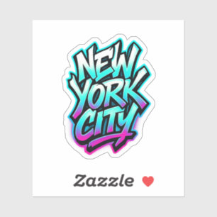 New York City Neon Graffiti Street Art Design Aufkleber