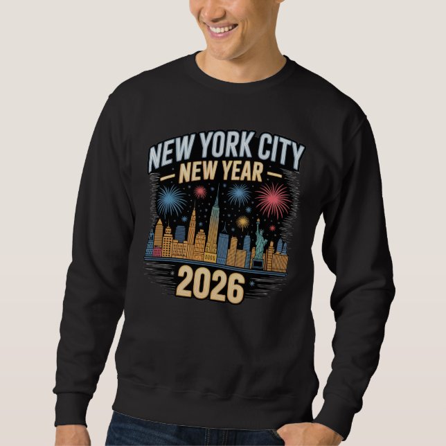 New York City New Year 2026 Fireworks Skyline Sweatshirt (Vorderseite)