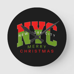 New York City New York Frohe Weihnachten Reise Ges Runde Wanduhr
