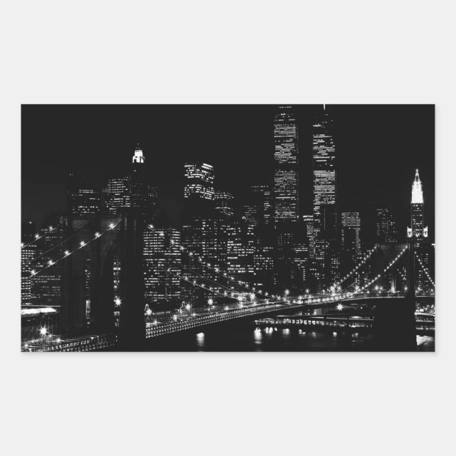 New York City Night Rechteckiger Aufkleber (Vorderseite)