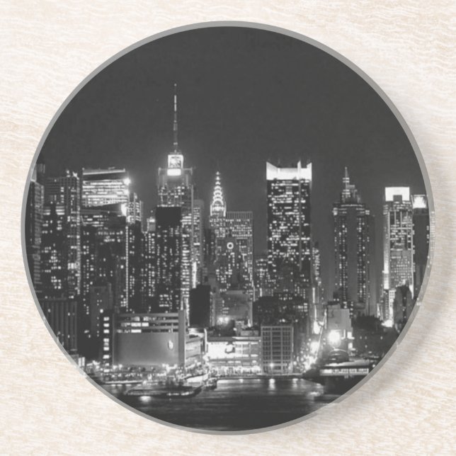 New York City Night Sandstein Untersetzer (Vorne)
