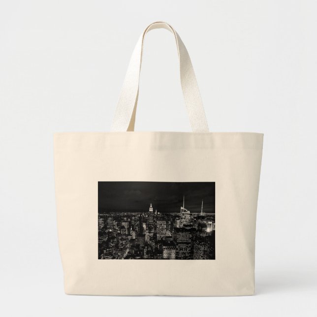 New York City Night Skyline Jumbo Stoffbeutel (Vorne)