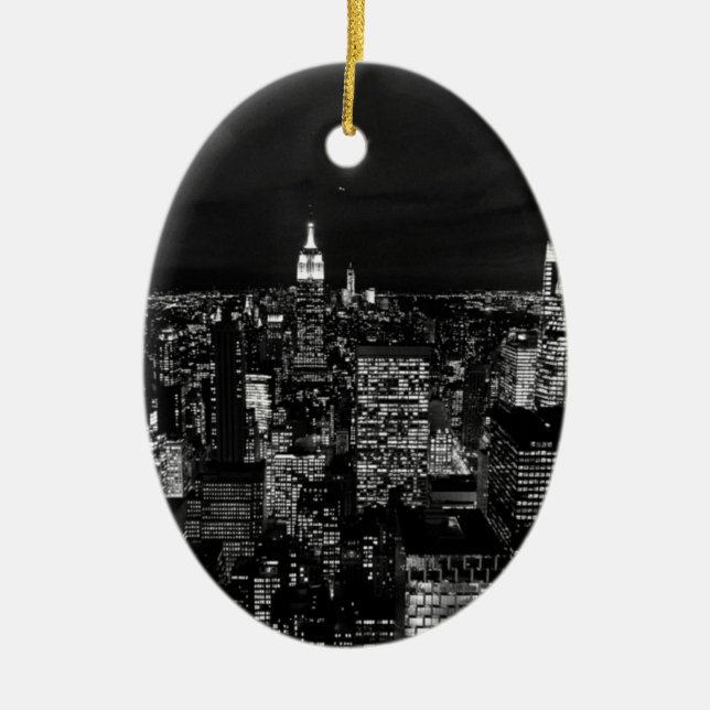 New York City Night Skyline Keramik Ornament (Vorne)