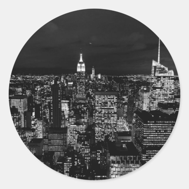 New York City Night Skyline Runder Aufkleber (Vorderseite)