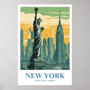 New York City Nostalgic Travel Poster
