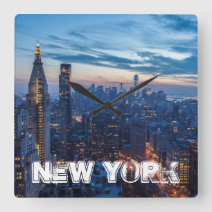 New York City, NY, USA Quadratische Wanduhr