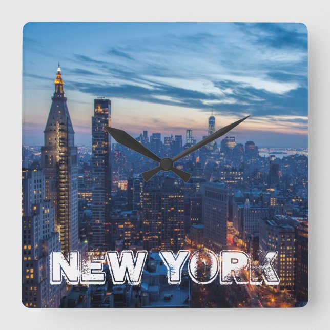 New York City, NY, USA Quadratische Wanduhr (Vorderseite)