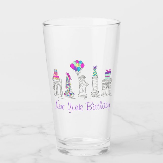 New York City NYC Birthday Party Sehenswürdigkeite Glas (Vorderseite)