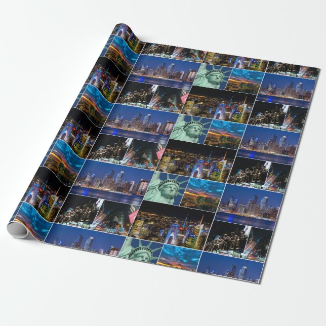 New York City NYC Collage Foto City City Geschenkpapier (Ungerollt)