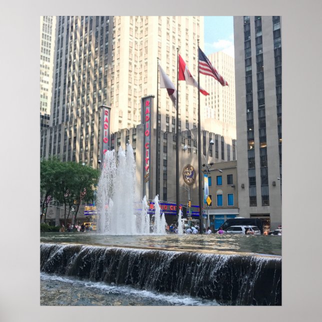 New York City NYC Fountain Sixth Avenue Photograph Poster (Vorne)