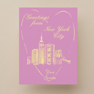 New York City NYC handgemalte Grußpostkarte Postkarte