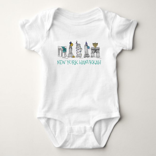 New York City NYC Hanukkah Chanukah Judenurlaub Baby Strampler (Vorderseite)