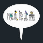 New York City NYC Hanukkah Chanukah Sehenswürdigke Tortenaufsätze<br><div class="desc">Eine originelle Brien-and-Tinte-Illustration verschiedener New Yorker Sehenswürdigkeiten,  die für die Urlaubssaison "gekleidet" sind. Ideal für Hanukkah Unterhaltung! Sehen Sie nicht,  wonach Sie suchen? Brauchen Sie Hilfe bei der Anpassung? Kontaktieren Sie Rebecca,  um etwas für Sie entworfen zu haben.</div>