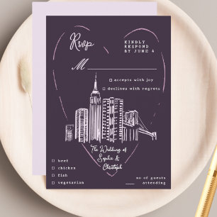 New York City NYC Hochzeit RSVP Beilage Karte