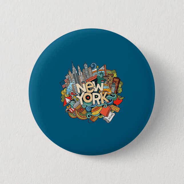 New York City Nyc Iconic Skyline Big Gift So _1  Button (Vorderseite)