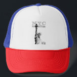 New York City Nyc Manhattan Liberty Statue Elegant Truckerkappe<br><div class="desc">New York City Nyc Manhattan Liberty Statue Elegant gestörte Text Template Trucker Hut.</div>