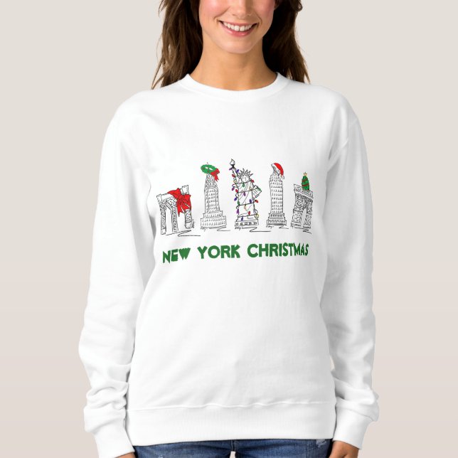 New York City NYC Sehenswürdigkeiten Weihnachtsfei Sweatshirt (Vorderseite)