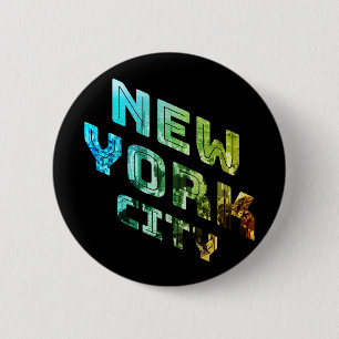New York City NYC Skyline Downtown Manhattan Metro Button