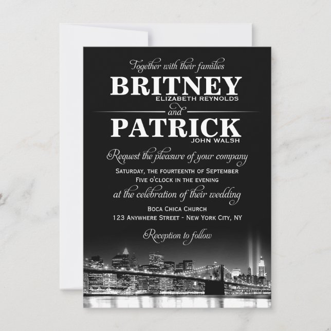 New York City NYC Skyline Wedding Einladungen (Vorderseite)