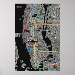 New York City NYC U-Bahn-Poster-Karte Poster