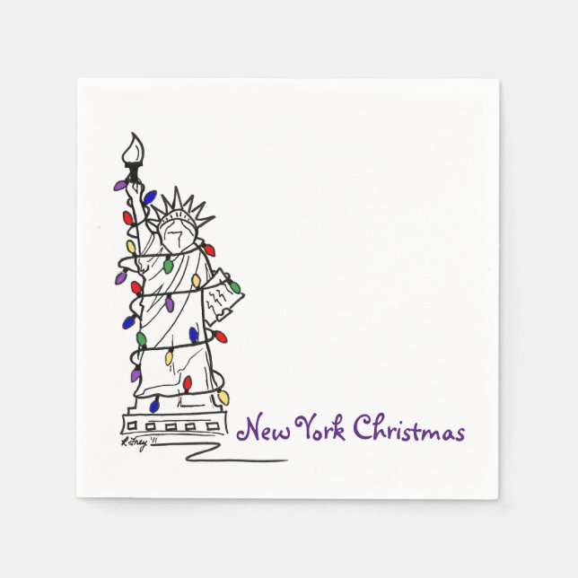 New York City NYC Weihnachtsstatue Liberty Holiday Serviette (Vorderseite)