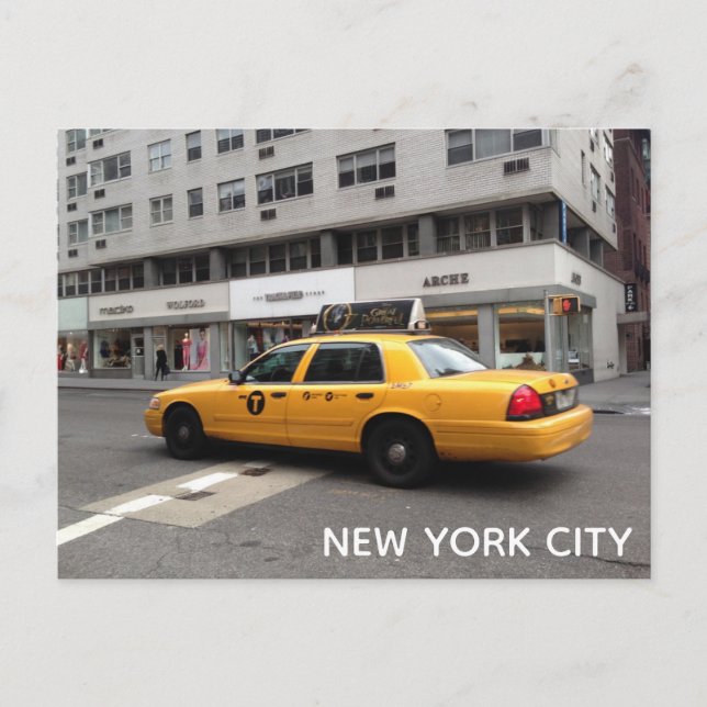 New York City NYC Yellow Checkered Taxi Car Car Ca Postkarte (Vorderseite)
