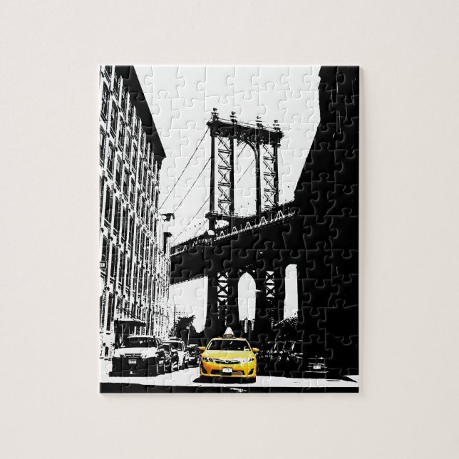 New York City Nyc Yellow Taxi Brooklyn Bridge (Vertikal)